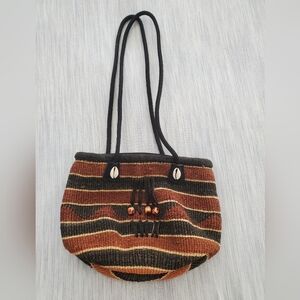 Woven straw bag Black And Brown